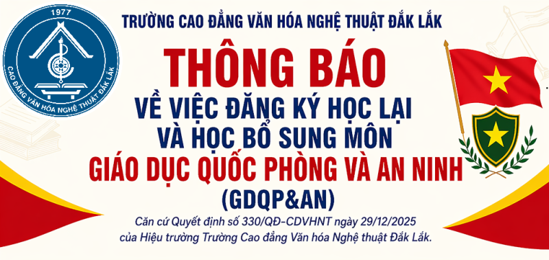 Thông báo Đăng ký học lại và bổ sung môn Giáo dục Quốc phòng